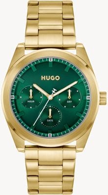 HUGO #BRIGHT SPORT (42mm) Green Dial / Gold PVD Stainless Steel Bracelet 1530425