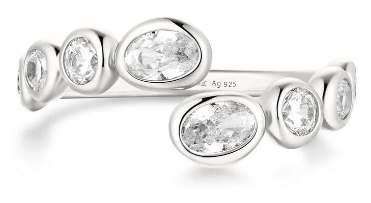 Ania Haie R076-01H Silver Organic Pebble Spiral Bezel Jewellery