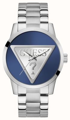 Guess Men's BADGE (44mm) Silver and Blue Dial / Stainless Steel Bracelet GW0782G3