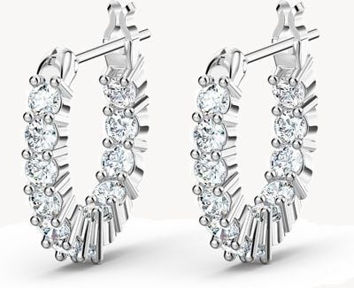 Swarovski Vittore Hoop Earrings Rhodium Plated White Crystals 5562126