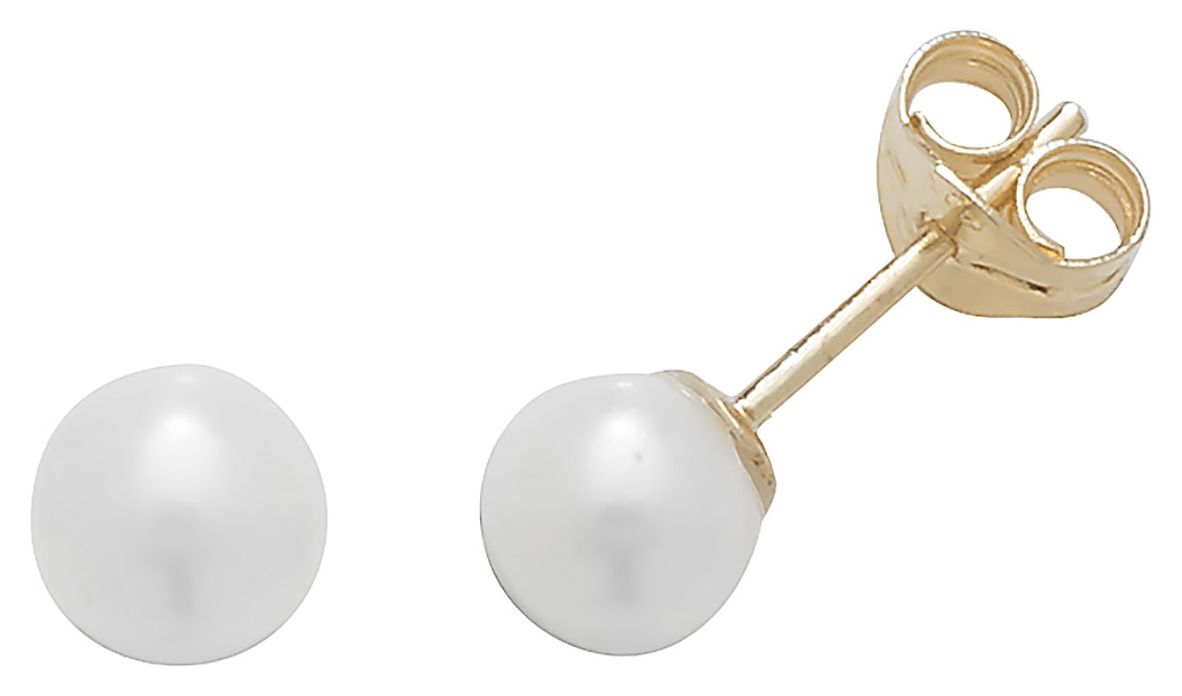 Treasure House ES239S 9ct Yellow Gold 5mm Pearl Stud Jewellery