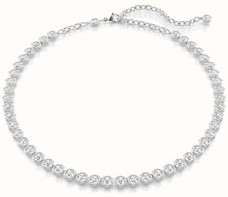 Swarovski Imber Tennis Necklace Round Cut White Crystals Rhodium Plated 5682595
