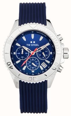 TW Steel Men's Vanceur Diver (42mm) Blue Chronograph Dial / Blue Rubber Strap VA1