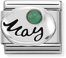 Nomination Classic May Birthstone Emerald Sterling Silver & Steel Charm 330505/05