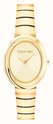 Calvin Klein TWISTED BEZEL Two-Hand Quartz (24mm) Gold Dial / Gold PVD Stainless Steel Bracelet 25100147