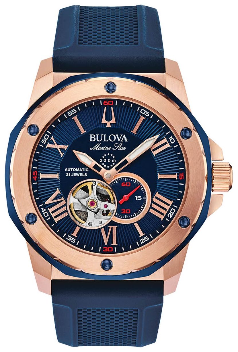 Bulova 98A227 Marine Star Z Blue Silicone Strap | Blue Dial Watch