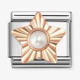 Nomination Composable Classic PIETRE STELLA DIAMANTATA, In Acciaio E Oro 375 PERLA BIANCA 430515/13