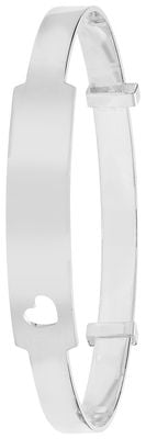 Treasure House Silver ID Baby Expandable Bangle with cut out heart J4842