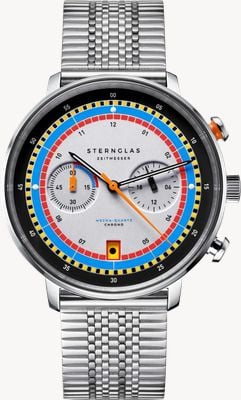 STERNGLAS Hamburg Mecha-Quartz Regatta Chronograph (42mm) Silver Dial / SuperSlim Stainless Steel Bracelet S01-HC36-ME08