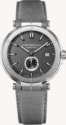 Herbelin Newport Quartz Small-Seconds (40.5mm) Grey Dial / Grey Leather Strap 18389A22GR