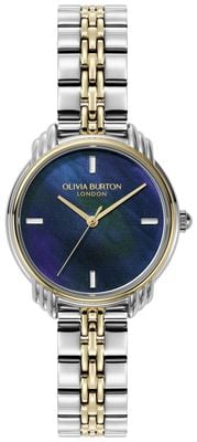 Olivia Burton Classic Art Deco 2.0 (30mm) Navy Blue Dial / Two-Tone Stainless Steel Bracelet 24000296