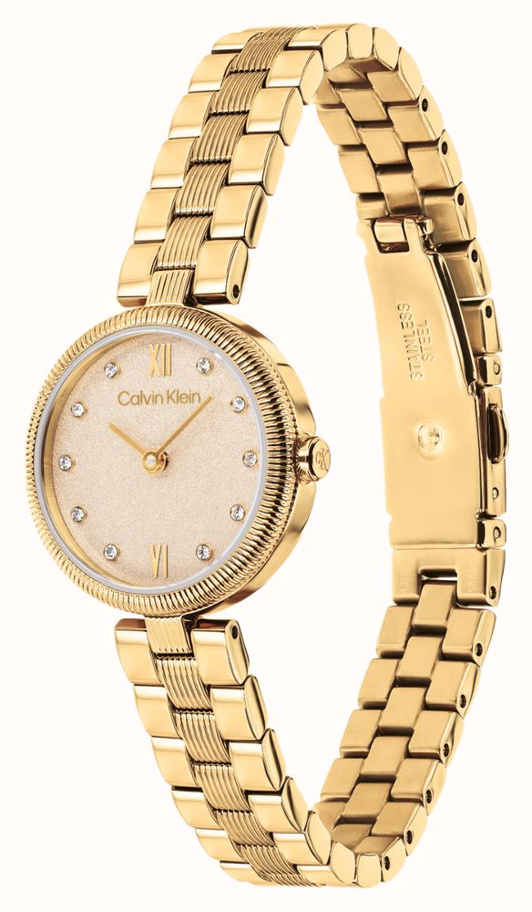 Calvin Klein GLEAM Crystal Quartz (24mm) Champagne Dial / Gold PVD Stainless Steel Bracelet 25100225 - alternate view 2