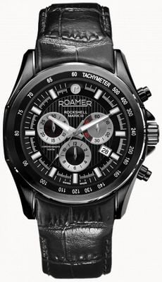 Roamer Rockshell Mark III Chrono Black Dial Black Leather Strap 220837 42 55 02