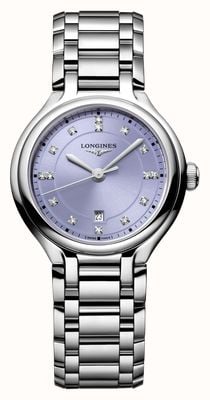 LONGINES PrimaLuna Quartz Diamond (30mm) Lavender Mauve Sunray Dial / Stainless Steel Bracelet L81424076