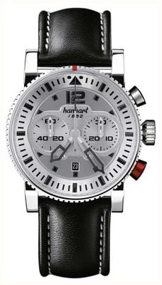 Hanhart PRIMUS Pilot Automatic Chronograph (44mm) Silver Dial / Black Leather Strap - M 740.220-0020