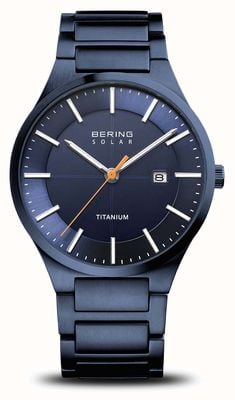 Bering Men's Titanium | Solar | Brushed Blue | Blue Titanium Strap | Blue Dial 15239-797