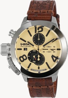 U-Boat CLASSICO 45 Tungsteno CAS2 (45mm) Beige Dial / Cognac Brown Laser Aged Leather Strap 9568/A