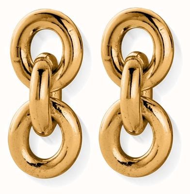 ChloBo Anchor Chain 3 Link Gold-Plated Earrings CC-G-ER-7-S1