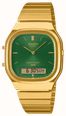 Casio Vintage Dual-Display (35.8mm) Green Sunray Dial / Gold PVD Stainless Steel Bracelet AQ-240EG-3AEF