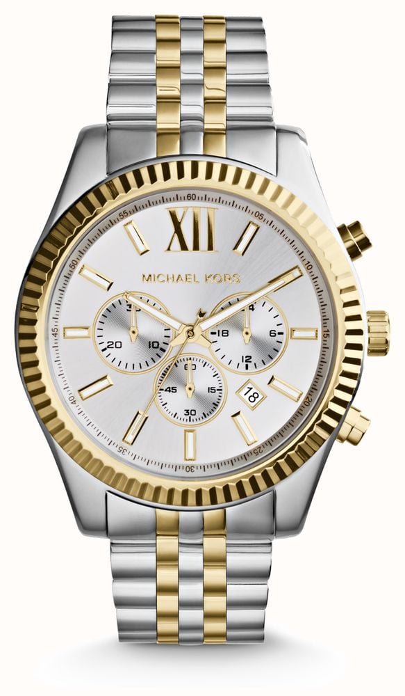 Michael Kors Men s Lexington Two Tone 44mm Chronograph Watch MK8344 First Class Watches