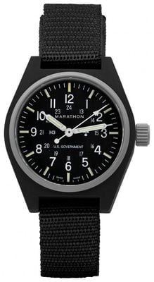 Marathon GPQ Black General Purpose Quartz US Government (34mm) Black Dial / Black Ballistic Nylon Strap WW194004BK-0901