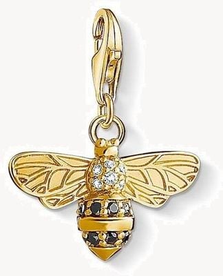 Thomas Sabo Bee Charm - Gold Plated 925 Sterling Silver, White Zirconia 1449-414-39