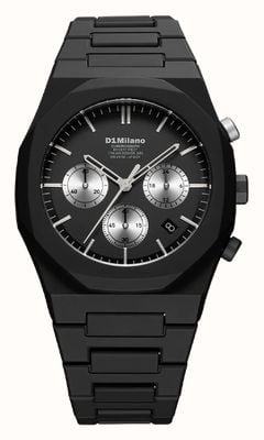 D1 Milano Polychrono Gilded Lunar (40.5mm) Matte Black Dial / Black Polycarbonate Strap PHBJ15