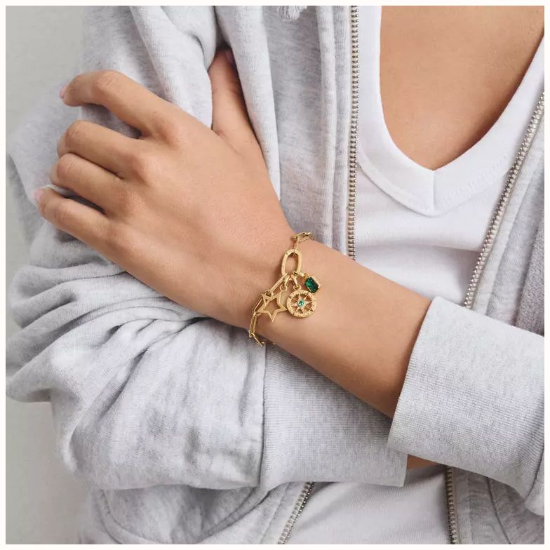 Thomas Sabo Thomas Sabo Charming Connect 18ct Gold Plated Green Compass Charm CC1261-M01-6 - alternate view 3