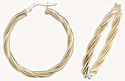 Treasure House 9k Yellow Gold Hoop Twist Earrings 25 mm ER1006-25