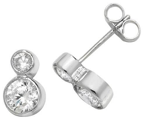 Treasure House G51059 Silver Round Cubic Zirconia Double Jewellery