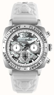 Plein Sport WILDCAT Chronograph (40mm) White Camo Dial / White Silicone Strap PSGBA0123