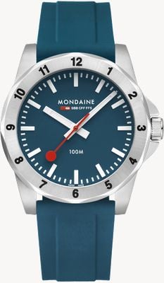 Mondaine Numeri Quartz BlueLake (42mm) Blue Dial / Blue Silicone Strap MSN.42140.RD