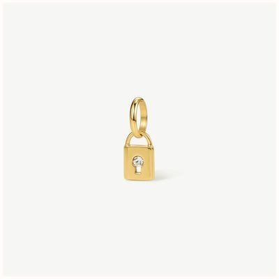 D.LOUISE Gold Tone White Stone Mini Padlock Charm CH-38
