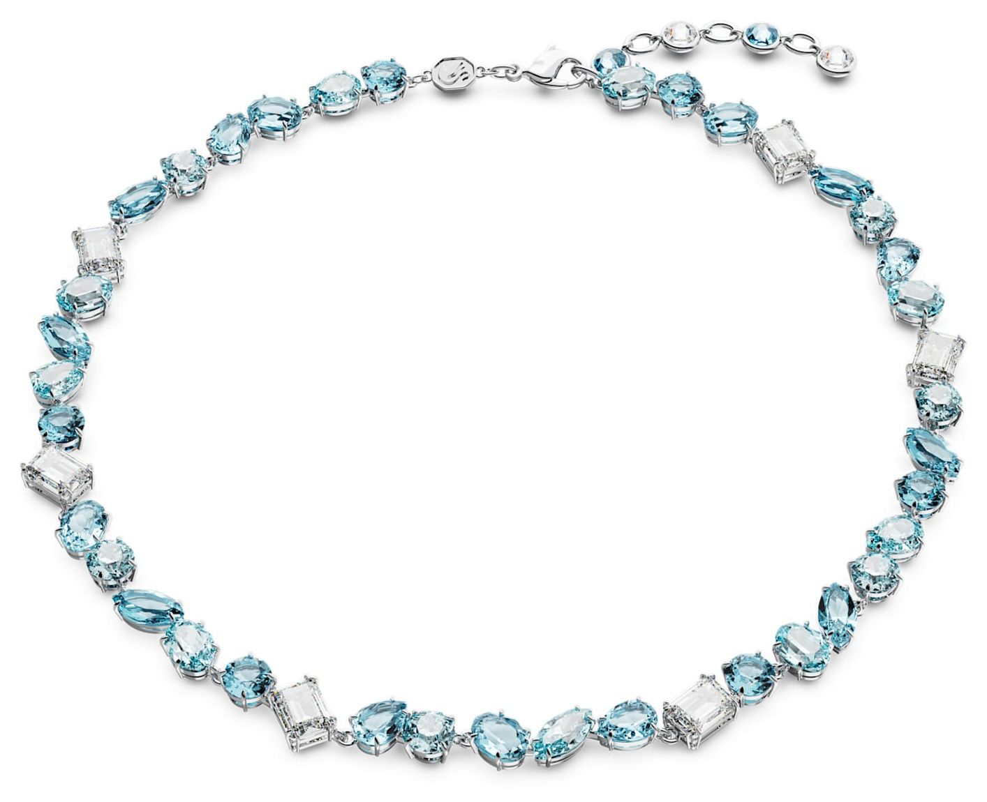 Swarovski 5666007 Gema Necklace Rhodium Plated Blue and Jewellery