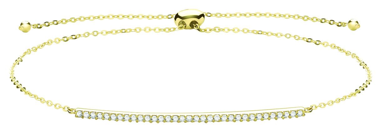 Treasure House BR629 9ct Yellow Gold Cubic Zirconia Bar Pull Jewellery