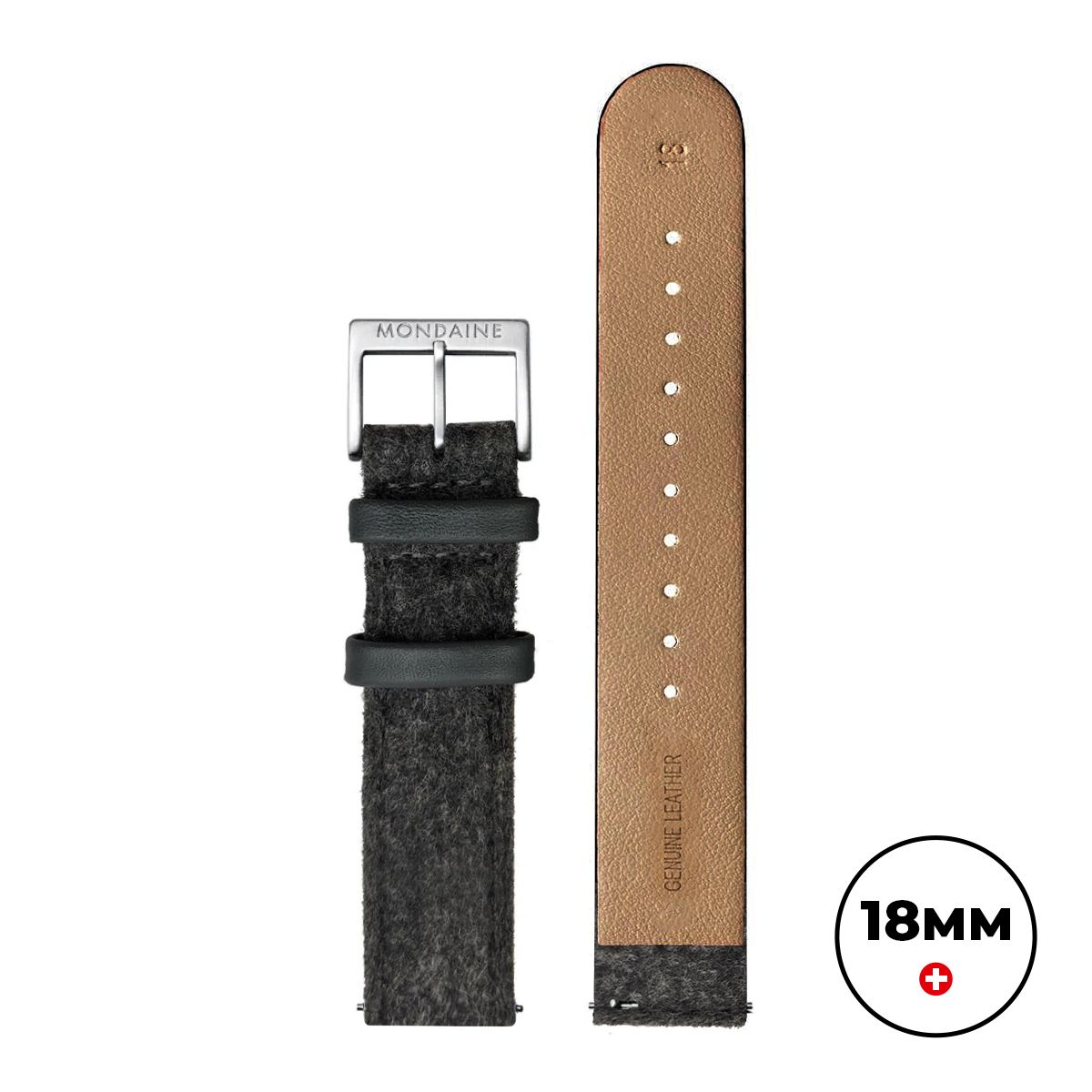 Mondaine FT311880Q1 Genuine Leather & Felt Strap – Dark Grey Watch