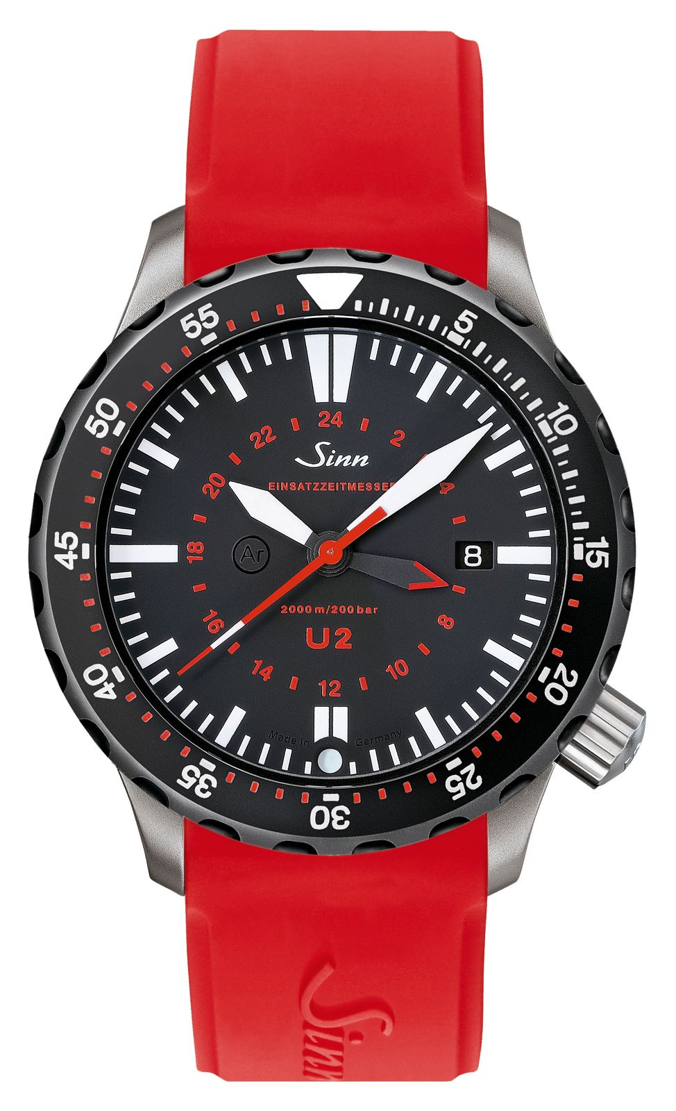 Sinn 1020.040 U2 SDR U-Boat Steel Mission Timer Diver Red Watch
