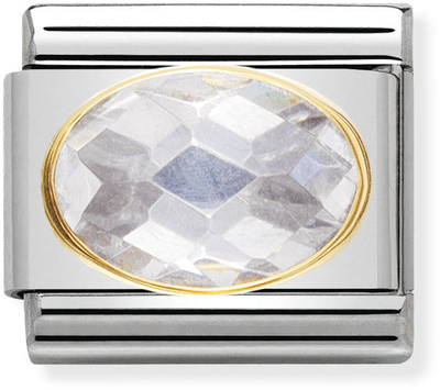 Nomination Classic FACETED CUBIC Zirconia Stainless Steel And 18ct Gold White Charm 030601/010