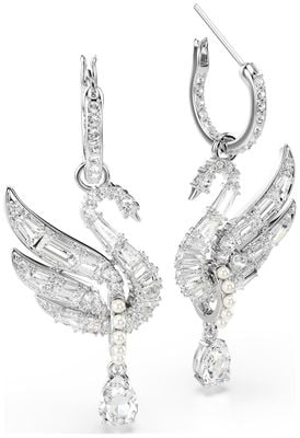 Swarovski Swan Earrings - Swan, White, Rhodium Plated 5723388