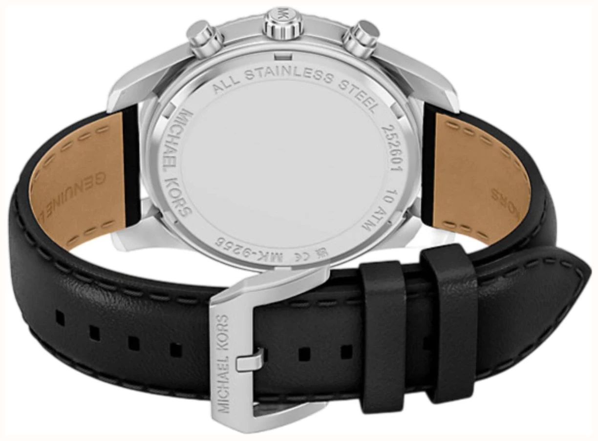 Michael Kors Men's Lexington Chronograph Black Leather Stainless Steel Dial MK9297 - alternate view 3