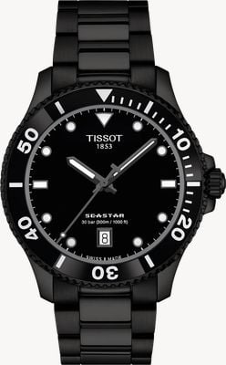 Tissot Seastar 1000 (40mm) Gradient Black Dial / Black PVD Stainless Steel Bracelet Watch T1204103305100