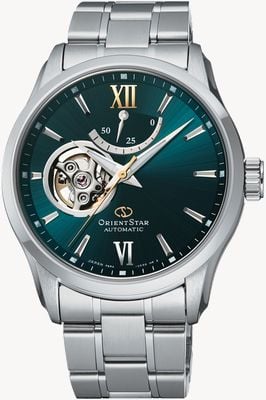 Orient Star Contemporary Open Heart Mechanical (39mm) Turquoise Dial / Stainless Steel RE-AT0002E00B
