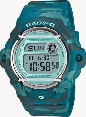 Casio G-SHOCK BABY-G Camo Series (42.6mm) Digital Display / Blue Camo Resin Strap BG-169CM-2ER