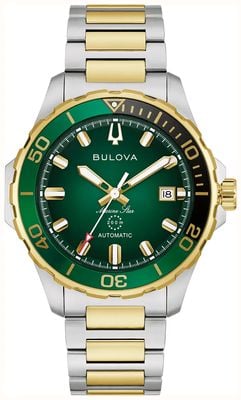 Bulova Marine Star Series B Automatic (41mm) Green Sunray Dial / Two-Tone Stainless Steel Bracelet 98B467