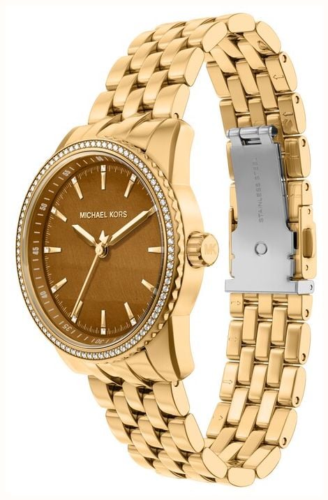 Michael Kors Women's Bryant Three Hand Brown Dial Golden Stainless Steel Bracelet MK7681 - alternate view 2