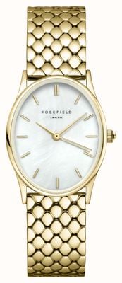 Rosefield Oval (24mm) White Mother-of-Pearl Dial / Gold-Plated Stainless Steel Bracelet OWGSG-OV01