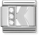 Nomination Classic Letter K Sterling Silver & Steel Cubic Zirconia Charm 330301/11
