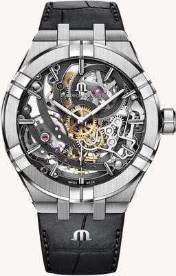 Maurice Lacroix Aikon Automatic Skeleton Manufacture (45mm) Skeleton Dial / Black Leather Watch AI6028-SS001-030-1