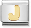 Nomination Classic Letter J 18ct Gold & Steel Charm 030101/10