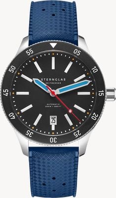 STERNGLAS Marus 2.0 Automatic (42mm) Black Dial / Dark Blue Rubber Strap S02-MA43-KA05